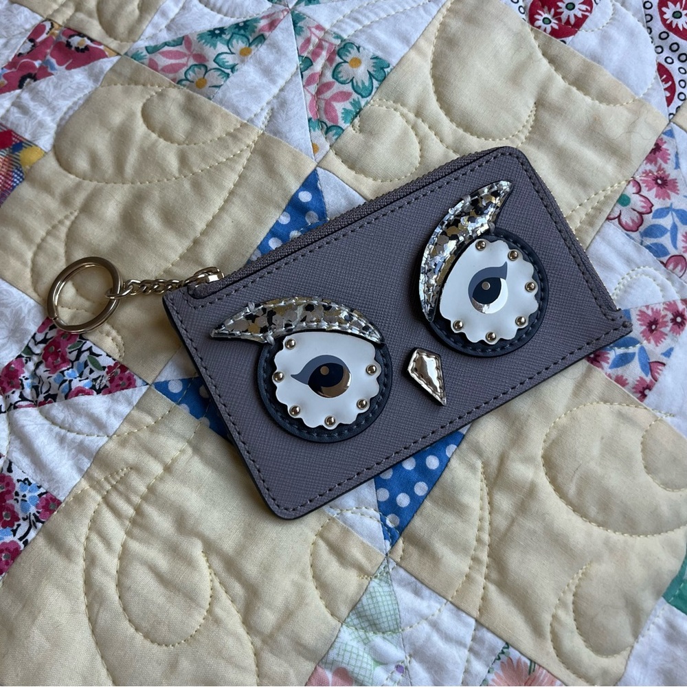 Kate Spade Gray Owl Keychain Card Holder